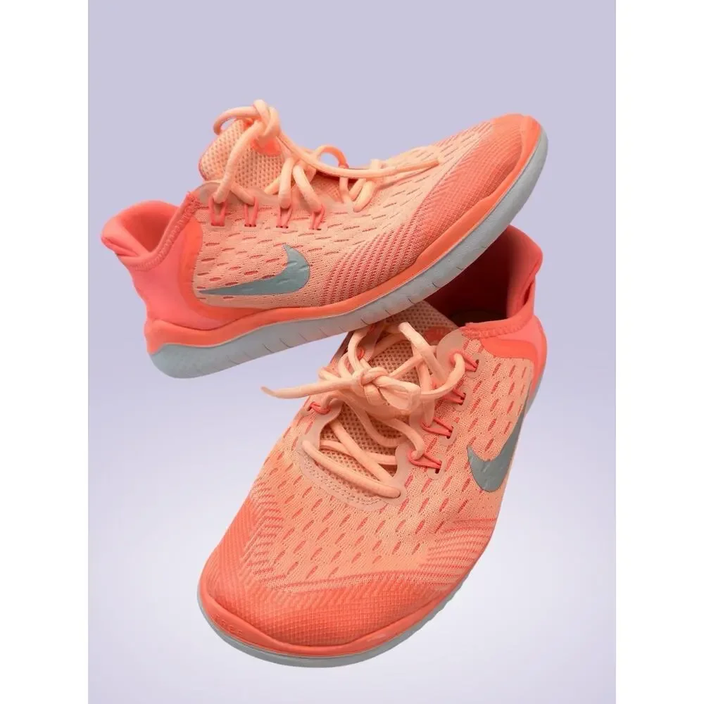 Nike Girls Athletic Sneaker US 6Y Orange Mesh Low Top Lace Up Logo